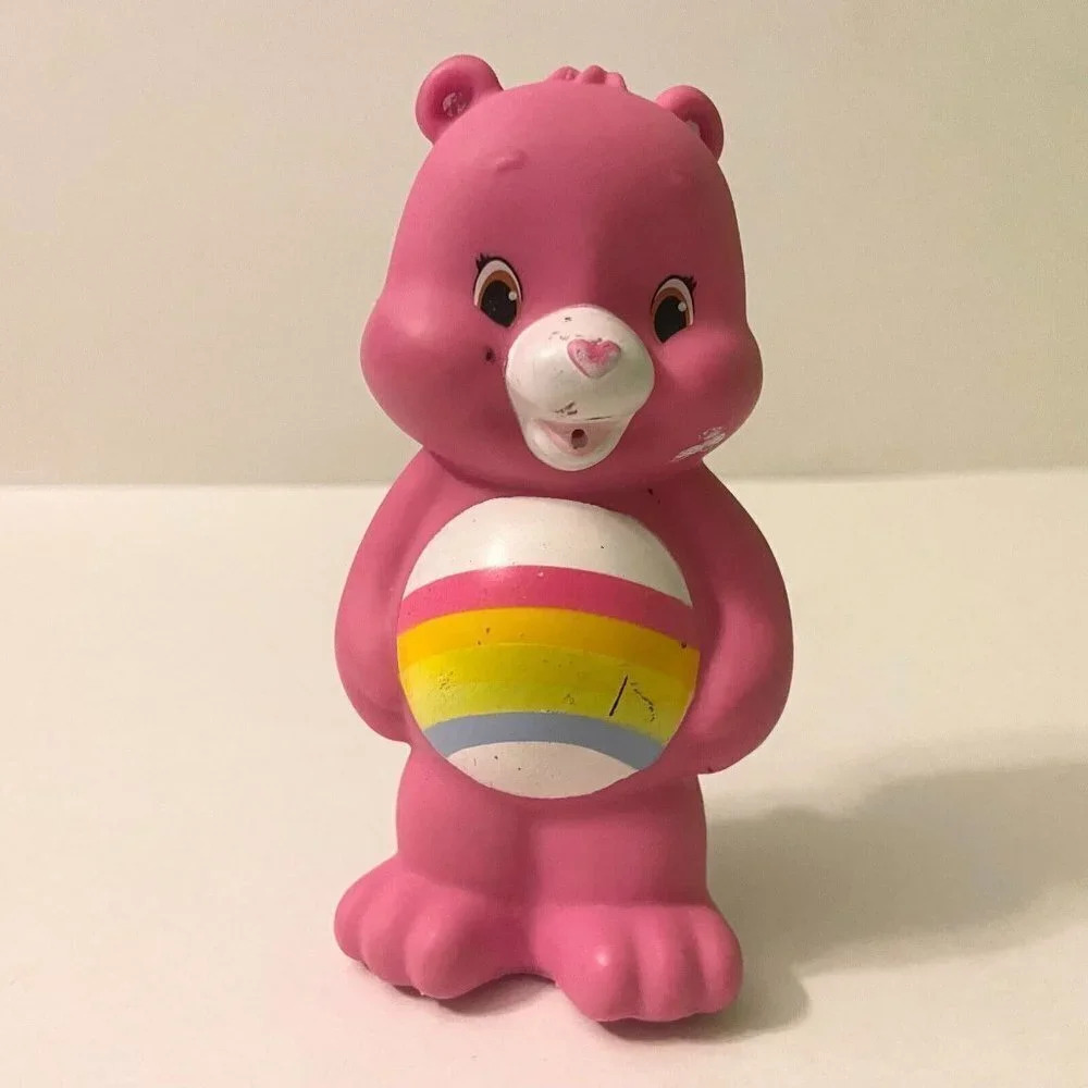 Vintage TCFC Care Bear Squeeze Toy Cheer Bear 4 Inch Tall  Figure